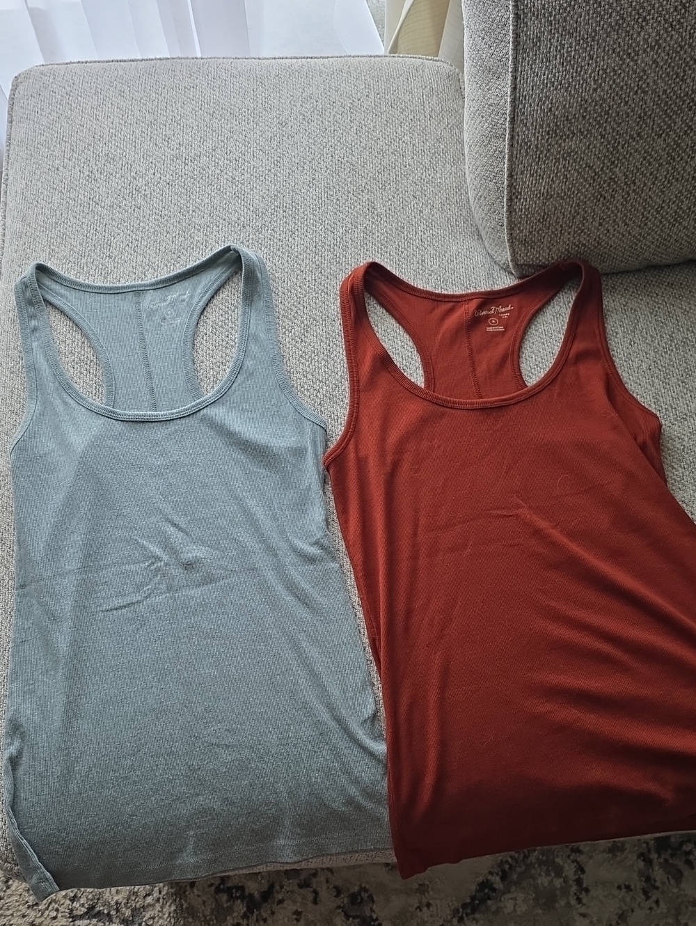 Universal Thread Racerback Tank Duo — Teal and Rust
